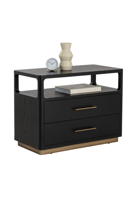 Black Oak 2-Drawer Nightstand by Splendido Danette, alternate view 4