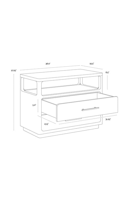Black Oak 2-Drawer Nightstand by Splendido Danette, alternate view 7
