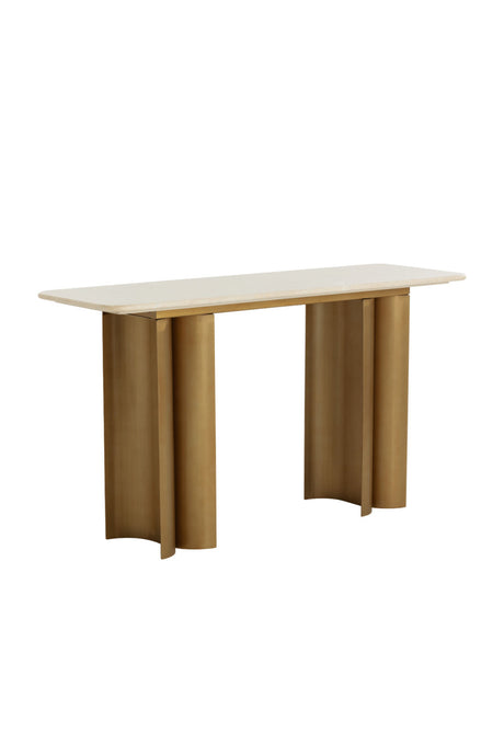 Cream Marble Console Table - Antique Gold Base by Splendido