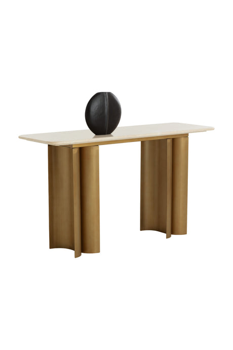 Cream Marble Console Table - Antique Gold Base by Splendido, alternate view 4