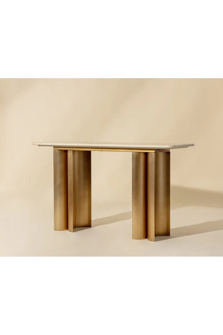 Cream Marble Console Table - Antique Gold Base by Splendido, alternate view 8