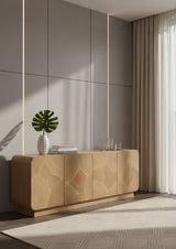 Patterned Oak 4-Door Sideboard by Splendido Fauna, alternate view 2