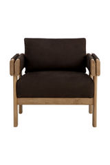 Oak Framed Leather Lounge Chair by Splendido Carmichael Accent Chair, alternate view 19