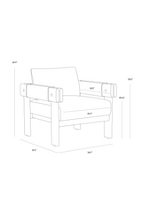 Oak Framed Leather Lounge Chair by Splendido Carmichael Accent Chair, alternate view 25