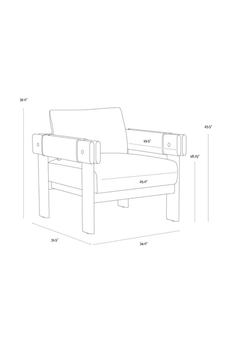 Oak Framed Leather Lounge Chair by Splendido Carmichael Accent Chair, alternate view 25