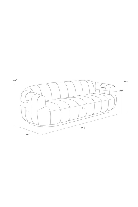 Channeled Cream Sofa - Oak Base & Brass Accents by Splendido Tadeo, alternate view 7