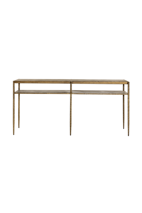 Antique Brass 2-Layer Console Table by Splendido Naini