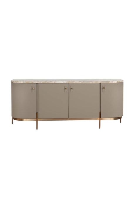 Taupe Leather 4-Door Sideboard by Splendido Cataldi