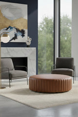 Tufted Edge Brown Leather Ottoman by Splendido Divano, alternate view 2
