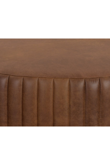 Tufted Edge Brown Leather Ottoman by Splendido Divano, alternate view 3