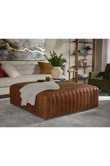 Italian Textured Leather Ottoman by Splendido Lewin, alternate view 4