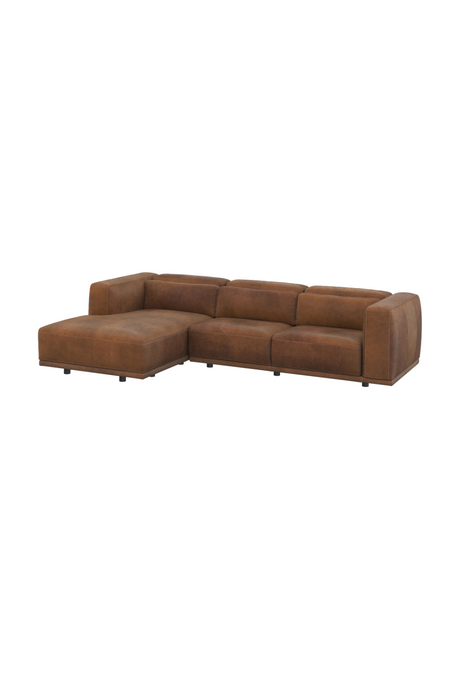 Brown Leather Chaise Sofa by Splendido Beau, alternate view 4