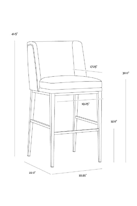 Black Bonded Leather Bar Stool by Splendido Joplin Barstool, alternate view 11