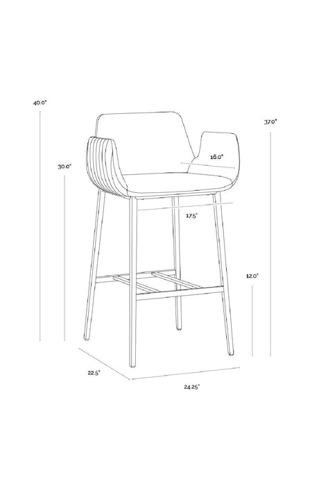 Leather-Look Channeled Arm Bar Stool by Splendido Lucano Barstool, alternate view 20