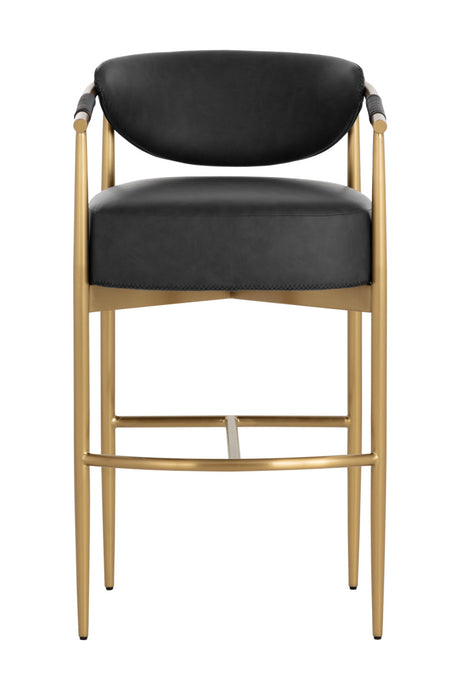 Gold Framed Leather-Look Bar Stool by Splendido Heloise Barstool, alternate view 19