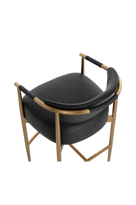 Gold Framed Leather-Look Bar Stool by Splendido Heloise Barstool, alternate view 22