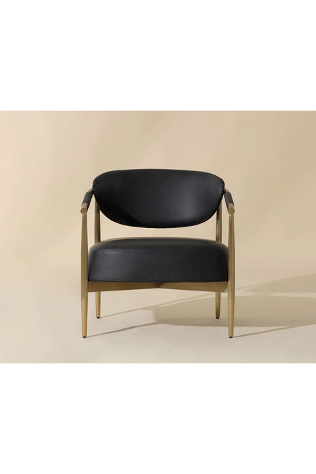 Gold-Framed Leather Lounge Chair by Splendido Heloise Accent Chair, alternate view 28