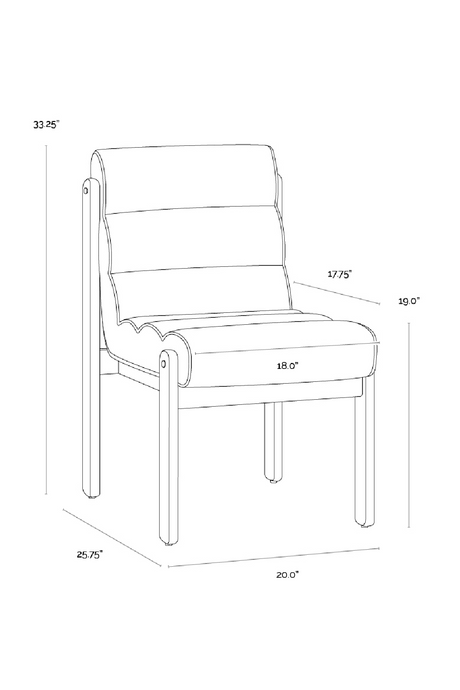 Channeled White Fabric Dining Chair by Splendido Bertie, alternate view 7