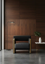 Black Bolster-Back Lounge Chair by Splendido Edgar Accent Chair, alternate view 2