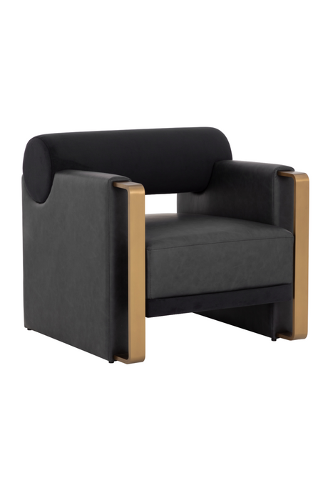 Black Bolster-Back Lounge Chair by Splendido Edgar Accent Chair