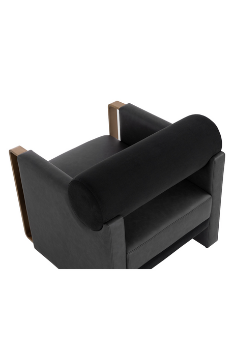Black Bolster-Back Lounge Chair by Splendido Edgar Accent Chair, alternate view 6