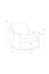 Brown Leather Swivel Lounge Chair - Ash Wood Base by Splendido Corbin Accent Chair, alternate view 6