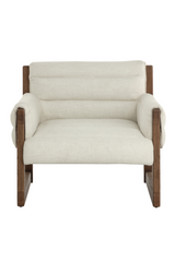 Tufted White Linen Lounge Chair by Splendido Ferguson Accent Chair, alternate view 3