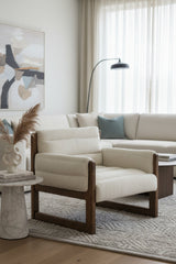 Tufted White Linen Lounge Chair by Splendido Ferguson Accent Chair, alternate view 2