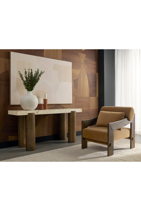 Brown Fabric Lounge Chair by Splendido Reizo Accent Chair, alternate view 6