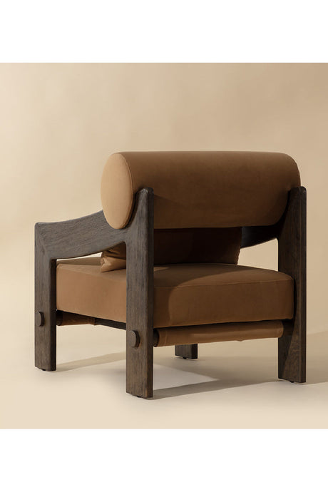 Brown Fabric Lounge Chair by Splendido Reizo Accent Chair, alternate view 5