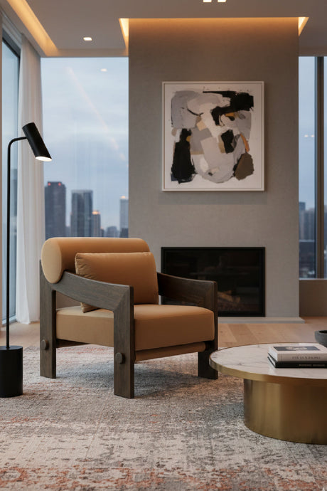 Brown Fabric Lounge Chair by Splendido Reizo Accent Chair, alternate view 2
