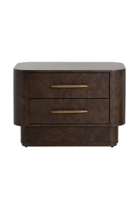 Brown Burl Veneer 2-Drawer Nightstand by Splendido Ezekiel