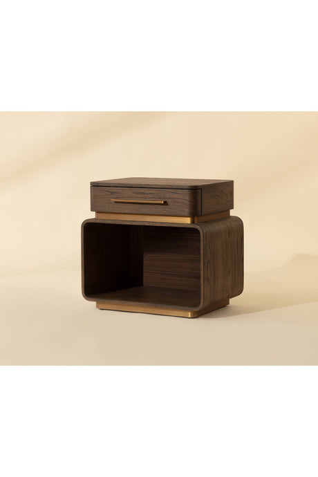 Brown Oak 1-Drawer Nightstand by Splendido Taro, alternate view 8