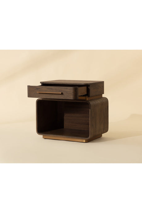 Brown Oak 1-Drawer Nightstand by Splendido Taro, alternate view 9
