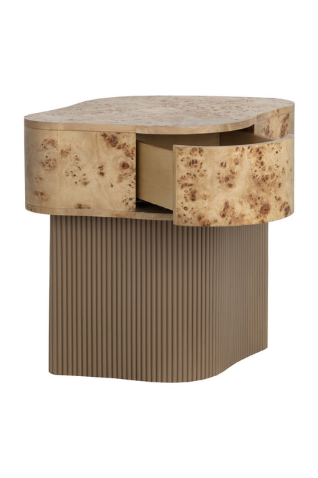 Burl Veneer Nightstand - Freeform Drawer Base by Splendido Fern Furniture > Bedroom Furniture > Nightstands, alternate view 5