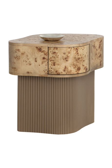 Burl Veneer Nightstand - Freeform Drawer Base by Splendido Fern Furniture > Bedroom Furniture > Nightstands, alternate view 6