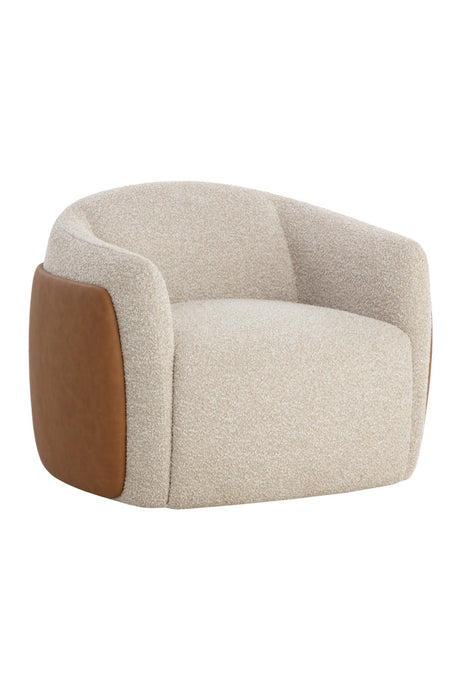 White Textured Swivel Lounge Chair by Splendido Caris Accent Chair
