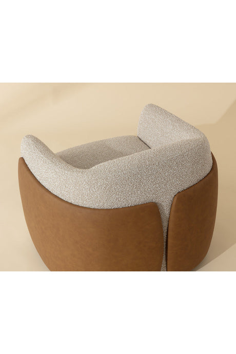 White Textured Swivel Lounge Chair by Splendido Caris Accent Chair, alternate view 9