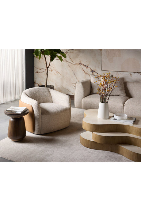 White Textured Swivel Lounge Chair by Splendido Caris Accent Chair, alternate view 10