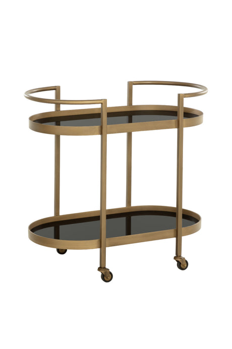 Antique Brass Bar Cart by Splendido Bartlett Trolley, alternate view 3