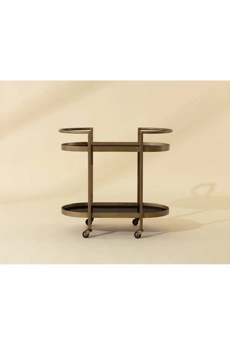 Antique Brass Bar Cart by Splendido Bartlett Trolley, alternate view 9