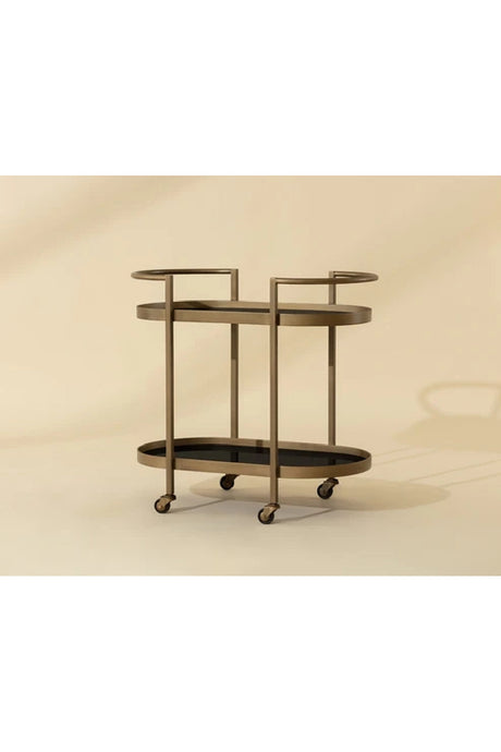 Antique Brass Bar Cart by Splendido Bartlett Trolley, alternate view 8