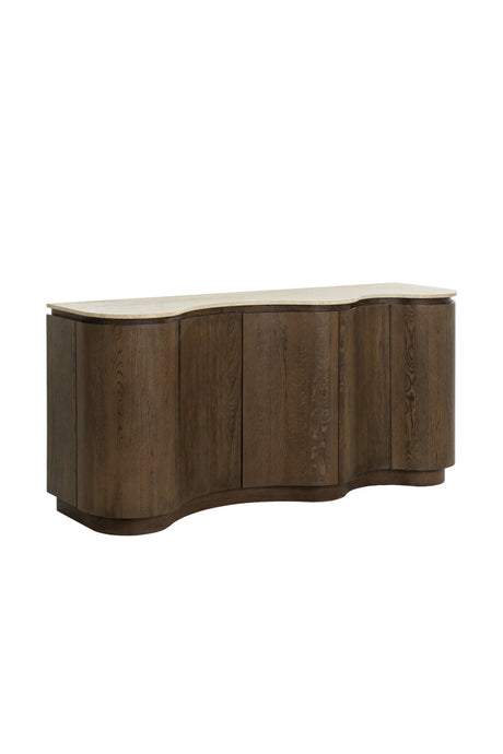 Solid Oak Sideboard with Travertine Top by Splendido Fable, alternate view 3