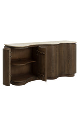 Solid Oak Sideboard with Travertine Top by Splendido Fable, alternate view 5