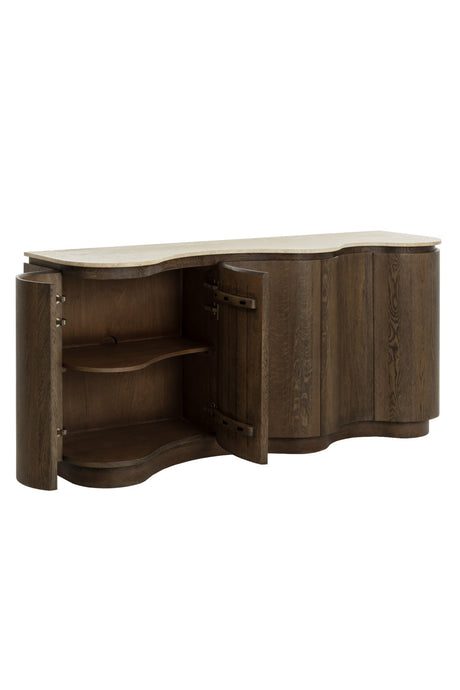 Solid Oak Sideboard with Travertine Top by Splendido Fable, alternate view 5