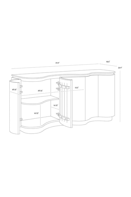 Solid Oak Sideboard with Travertine Top by Splendido Fable, alternate view 9