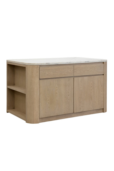 Contemporary Marble Kitchen Island w/ Open Shelving by Splendido Romilly Dining Table, alternate view 3