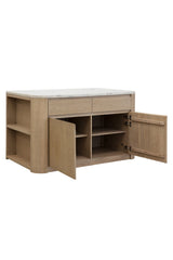 Contemporary Marble Kitchen Island w/ Open Shelving by Splendido Romilly Dining Table, alternate view 4