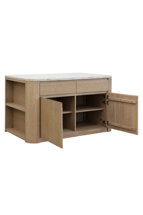 Contemporary Marble Kitchen Island w/ Open Shelving by Splendido Romilly Dining Table, alternate view 4
