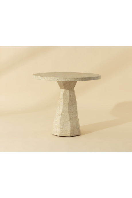 Natural Indoor/Outdoor Travertine Look Bistro Table by Splendido Kliff Outdoor Dining Table, alternate view 6